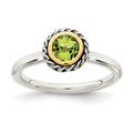Sterling Silver w/14k Accent Antiqued Polished Peridot Ring