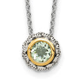 Sterling Silver Antiqued w/ 14K Accent Green Quartz Necklace