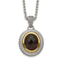 Sterling Silver w/ 14K Accent Antiqued Smokey Quartz Necklace