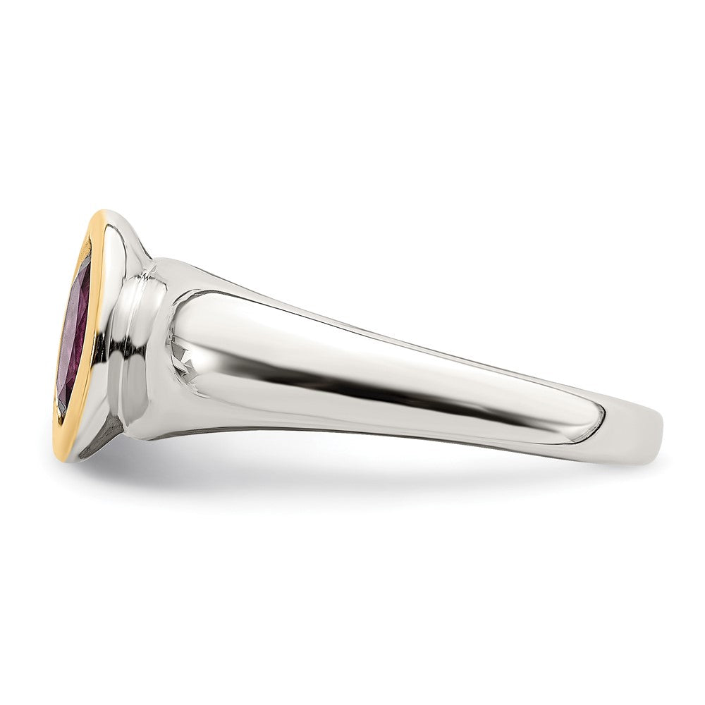 Sterling Silver Rhod-plated w/ 14K Accent Rhodolite Garnet Oval Ring