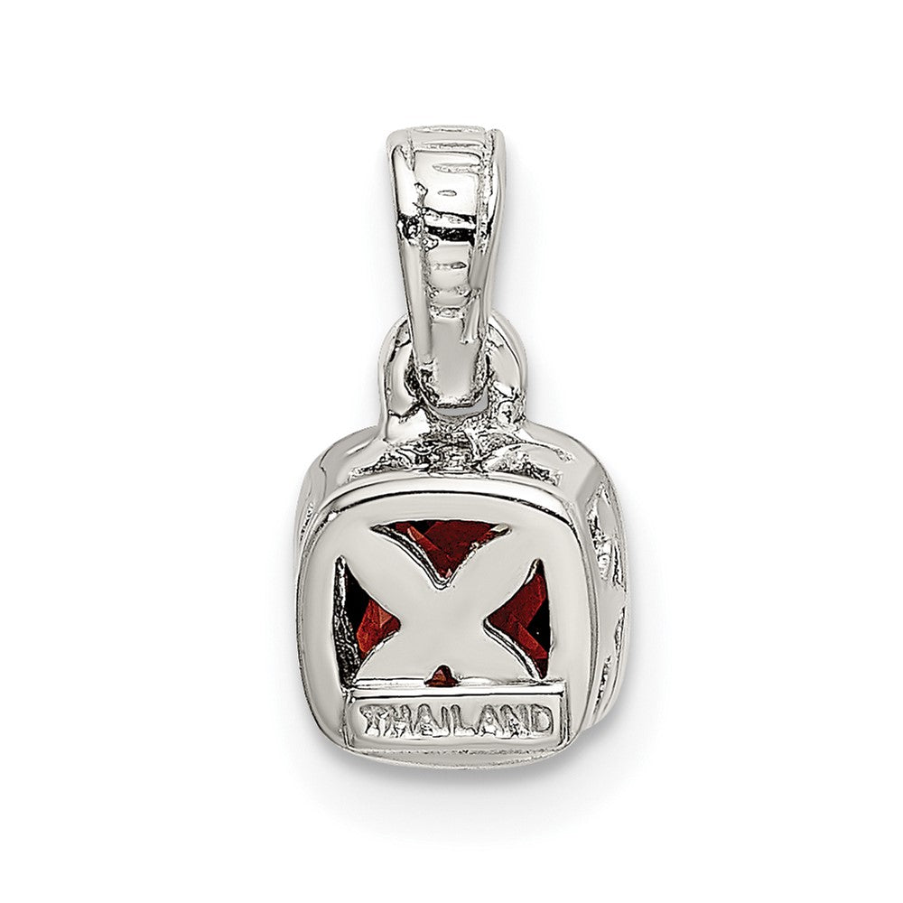 Sterling Silver Rhodium-plated w/14k Accent Garnet Pendant