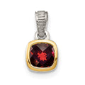 Sterling Silver Rhodium-plated w/14k Accent Garnet Pendant