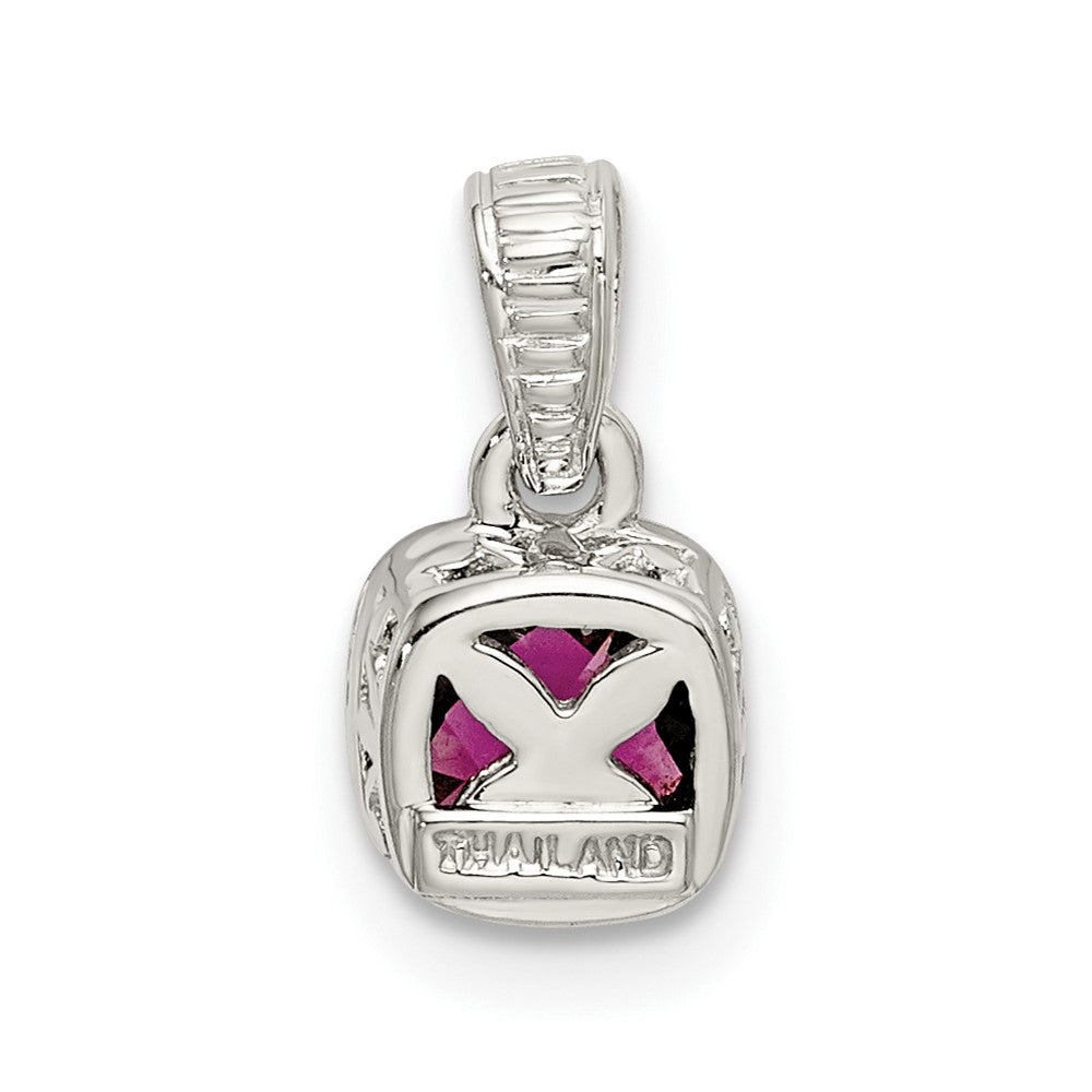 Sterling Silver Rhod-plated w/14k Accent Rhodolite Garnet Pendant