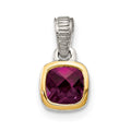 Sterling Silver Rhod-plated w/14k Accent Rhodolite Garnet Pendant