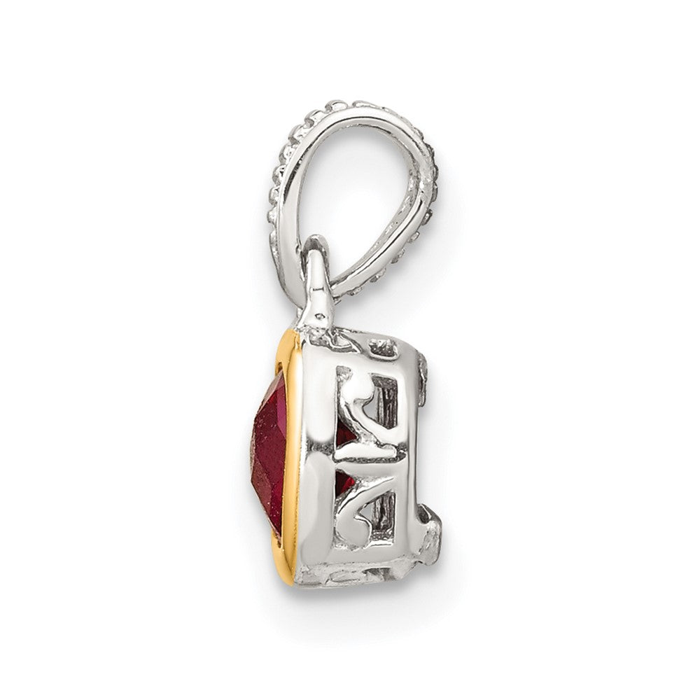 Sterling Silver Rhodium-plated w/14k Accent Created Ruby Pendant