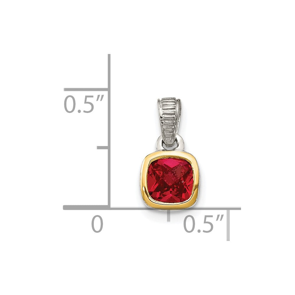 Sterling Silver Rhodium-plated w/14k Accent Created Ruby Pendant