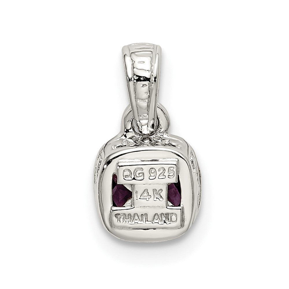 Sterling Silver Rhodium-plated w/14k Accent Amethyst Pendant