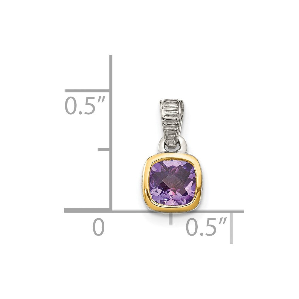 Sterling Silver Rhodium-plated w/14k Accent Amethyst Pendant