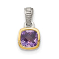Sterling Silver Rhodium-plated w/14k Accent Amethyst Pendant