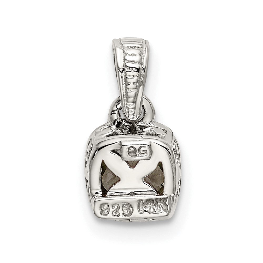 Sterling Silver Rhodium-plated w/14k Accent Aquamarine Pendant