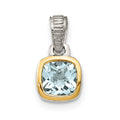Sterling Silver Rhodium-plated w/14k Accent Aquamarine Pendant