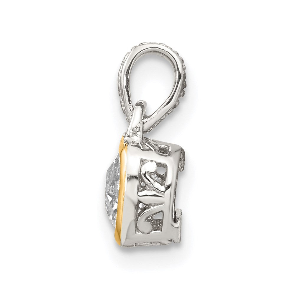 Sterling Silver Rhodium-plated w/14k Accent White Topaz Pendant
