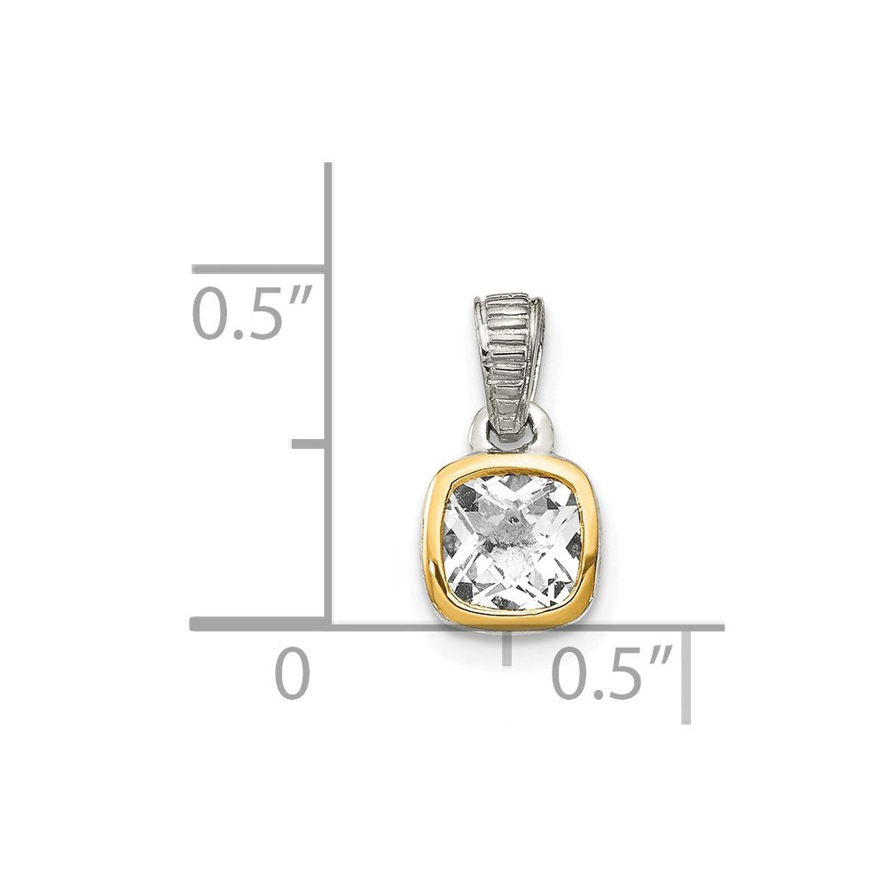 Sterling Silver Rhodium-plated w/14k Accent White Topaz Pendant
