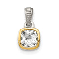 Sterling Silver Rhodium-plated w/14k Accent White Topaz Pendant