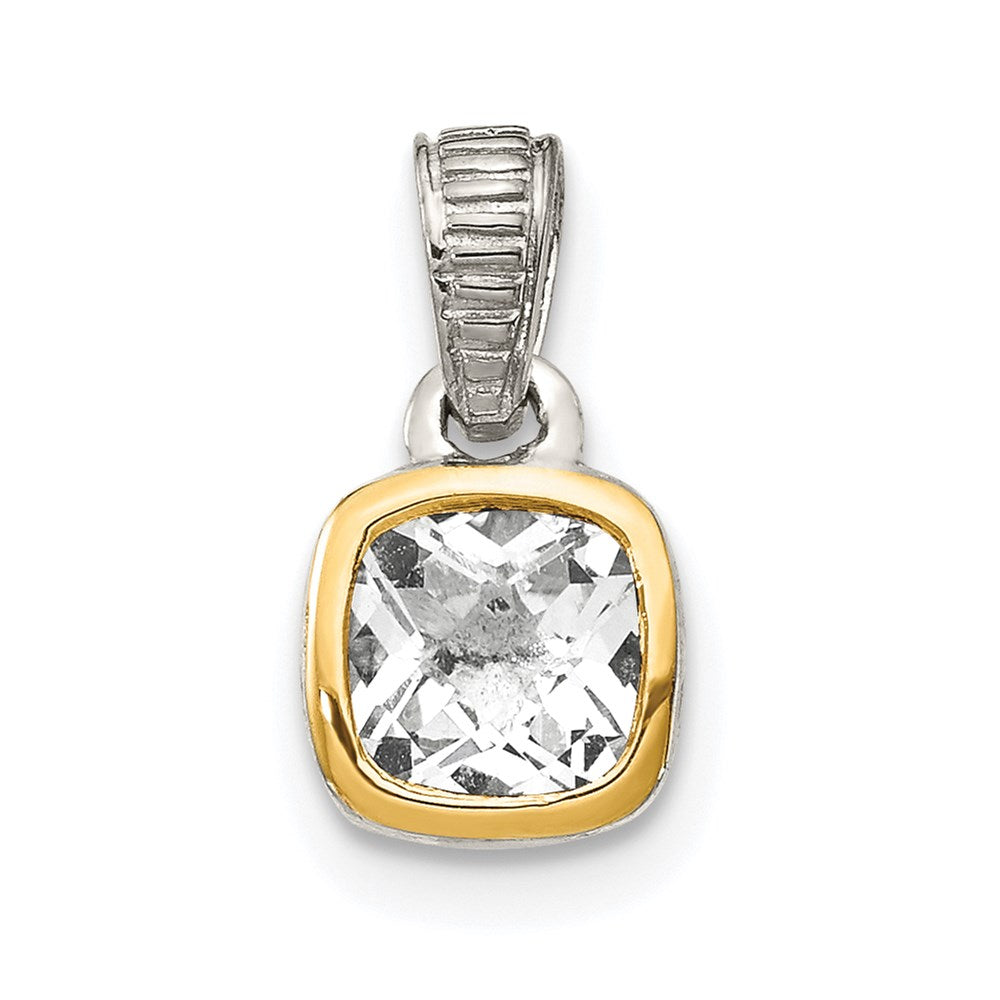 Sterling Silver Rhodium-plated w/14k Accent White Topaz Pendant