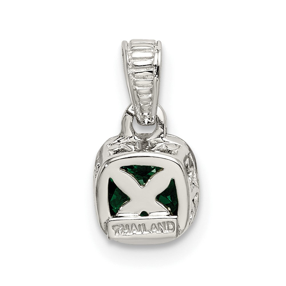 Sterling Silver Rhodium-plated w/14k Accent Created Emerald Pendant