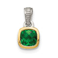 Sterling Silver Rhodium-plated w/14k Accent Created Emerald Pendant