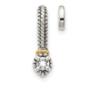 Sterling Silver Antiqued w/ 14k Polish White Topaz Chain Slide Pendant