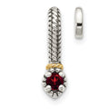 Sterling Silver Antiqued w/ 14k Polished Garnet Chain Slide Pendant