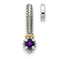 Sterling Silver Antiqued w/ 14k Polished Amethyst Chain Slide Pendant