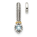 Sterling Silver Antiqued w/ 14k Aquamarine Chain Slide Pendant