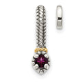 Sterling Silver Antiqued w/ 14k Rhodolite Garnet Chain Slide Pendant