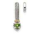 Sterling Silver Antiqued w/ 14k Polished Peridot Chain Slide Pendant