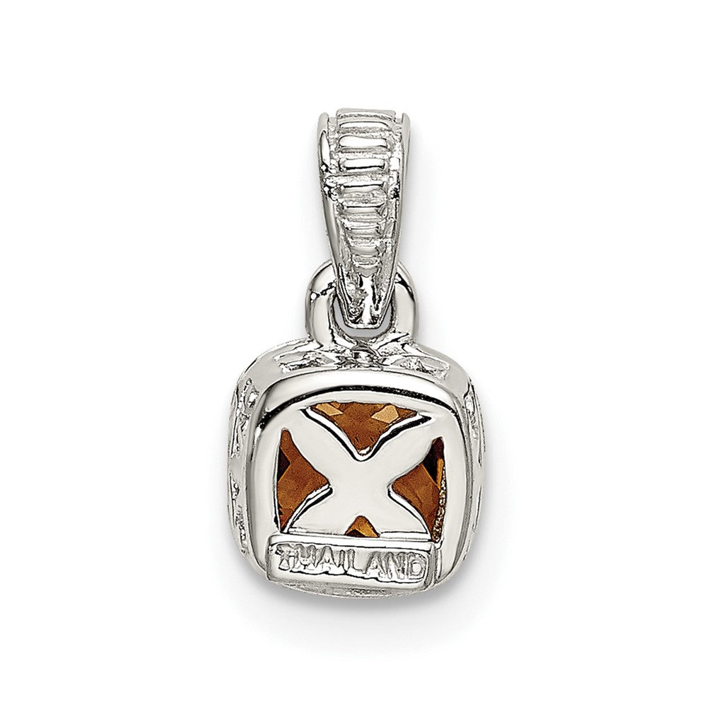 Sterling Silver Rhodium-plated w/14k Accent Citrine Pendant