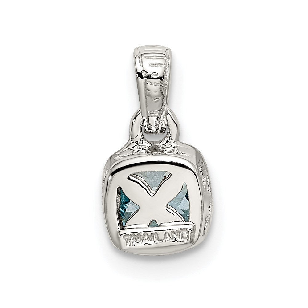 Sterling Silver Rhod-plated w/14k Accent Lt Swiss Blue Topaz Pendant