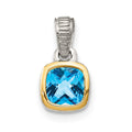 Sterling Silver Rhod-plated w/14k Accent Lt Swiss Blue Topaz Pendant