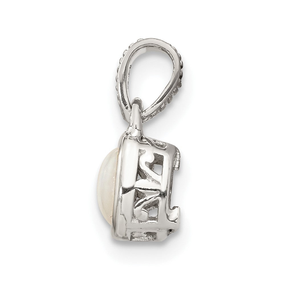 Sterling Silver Rhodium-plated w/14k Accent Milky Opal Pendant
