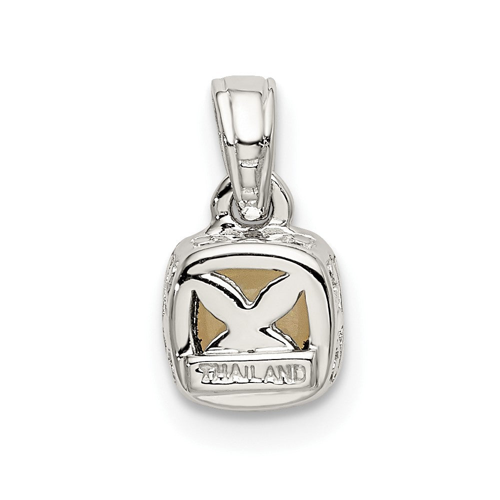 Sterling Silver Rhodium-plated w/14k Accent Milky Opal Pendant