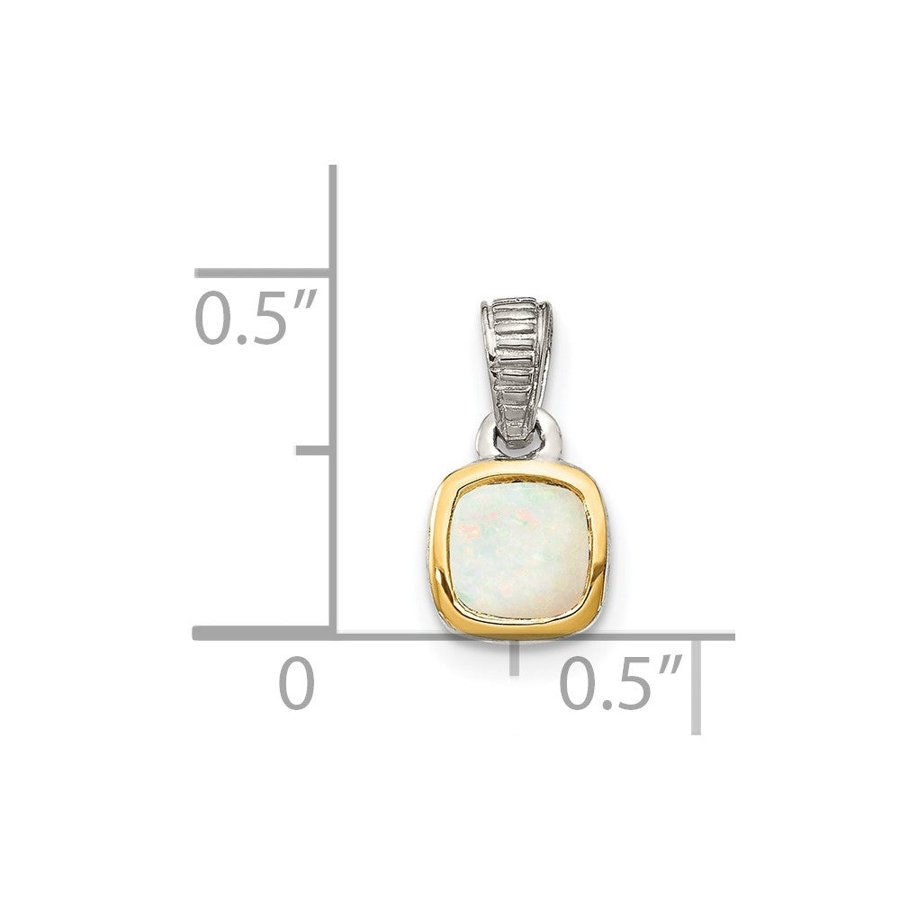 Sterling Silver Rhodium-plated w/14k Accent Milky Opal Pendant