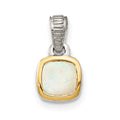Sterling Silver Rhodium-plated w/14k Accent Milky Opal Pendant