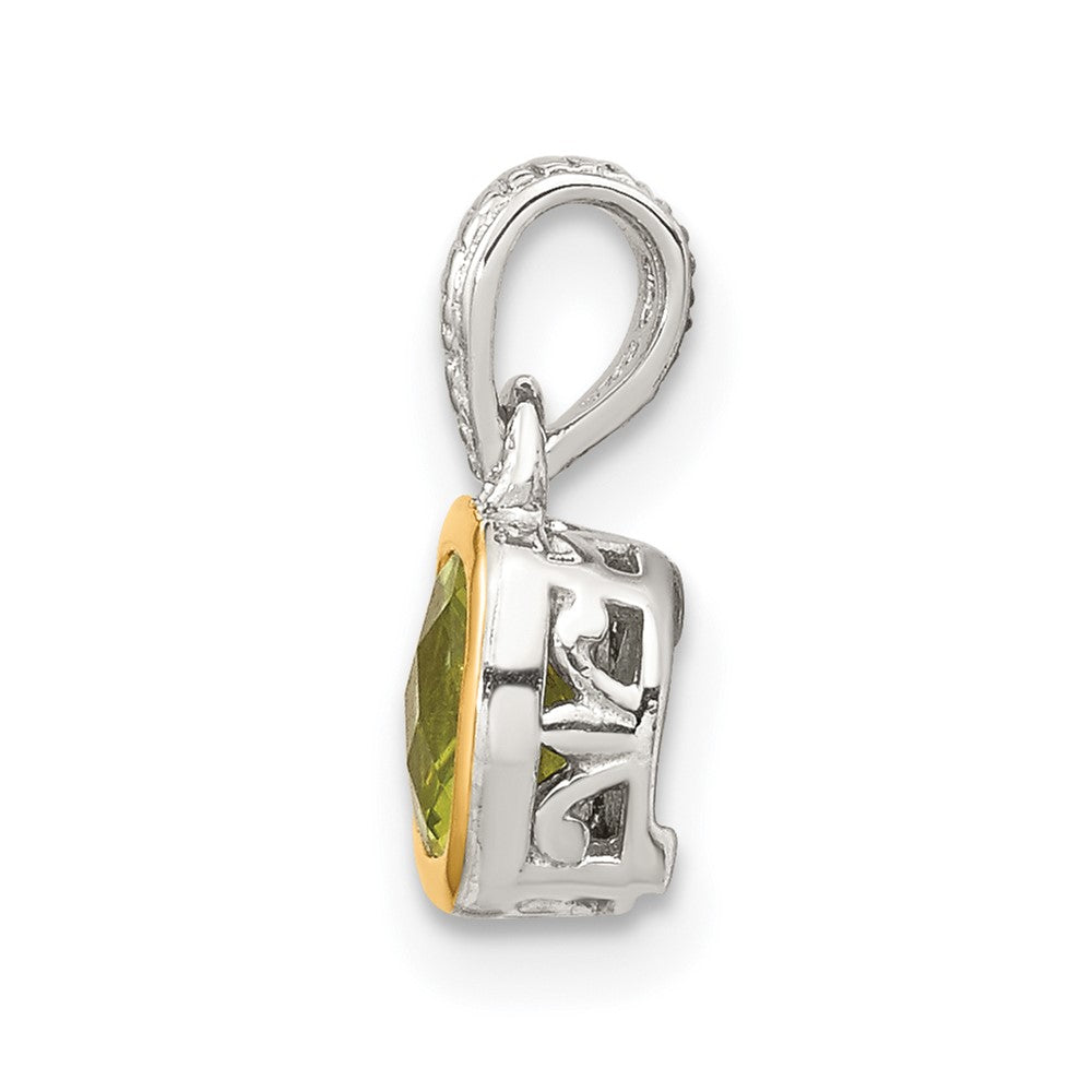 Sterling Silver Rhodium-plated w/14k Accent Peridot Pendant