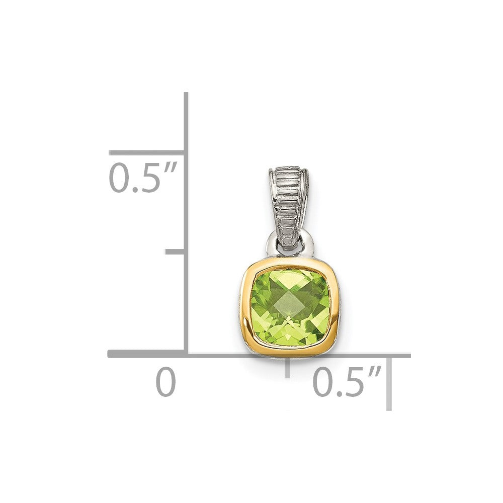 Sterling Silver Rhodium-plated w/14k Accent Peridot Pendant