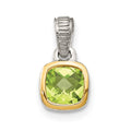 Sterling Silver Rhodium-plated w/14k Accent Peridot Pendant
