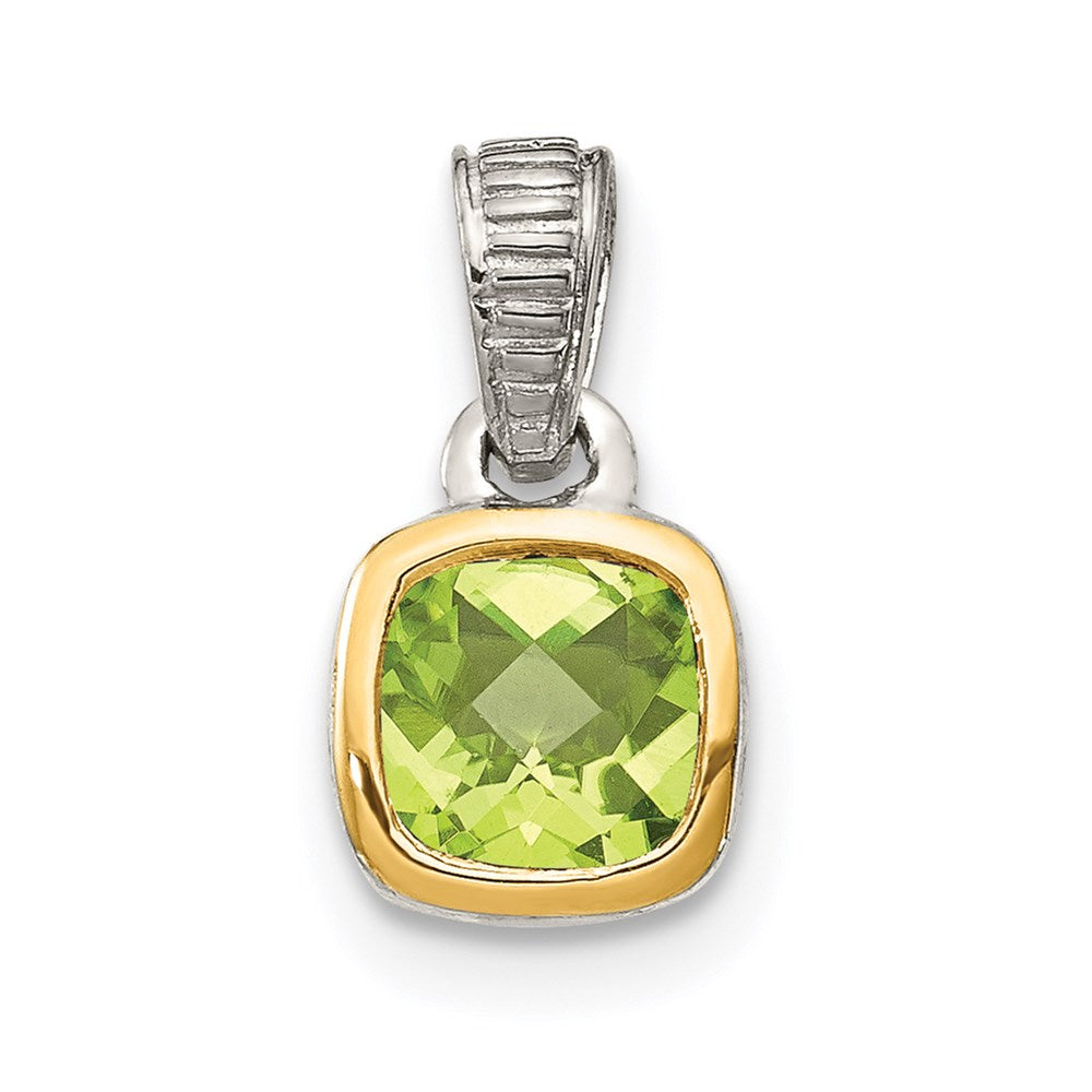 Sterling Silver Rhodium-plated w/14k Accent Peridot Pendant