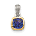 Sterling Silver Rhodium-plated w/14k Accent Created Sapphire Pendant