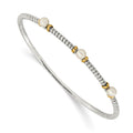 Sterling Silver Antiqued w/14k 4.5mm FWC Button Pearl Bangle Bracelet