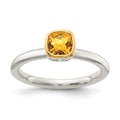 Sterling Silver Rhodium-plated w/ 14K Accent Citrine Ring