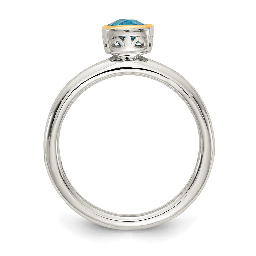 Sterling Silver Rhod-plated w/ 14K Accent Light Swiss Blue Topaz Ring