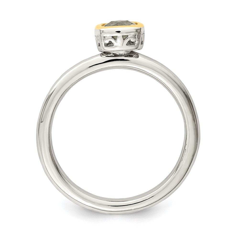Sterling Silver Rhodium-plated w/ 14K Accent Aquamarine Ring