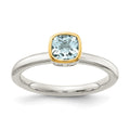Sterling Silver Rhodium-plated w/ 14K Accent Aquamarine Ring