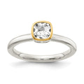 Sterling Silver Rhodium-plated w/ 14K Accent White Topaz Ring