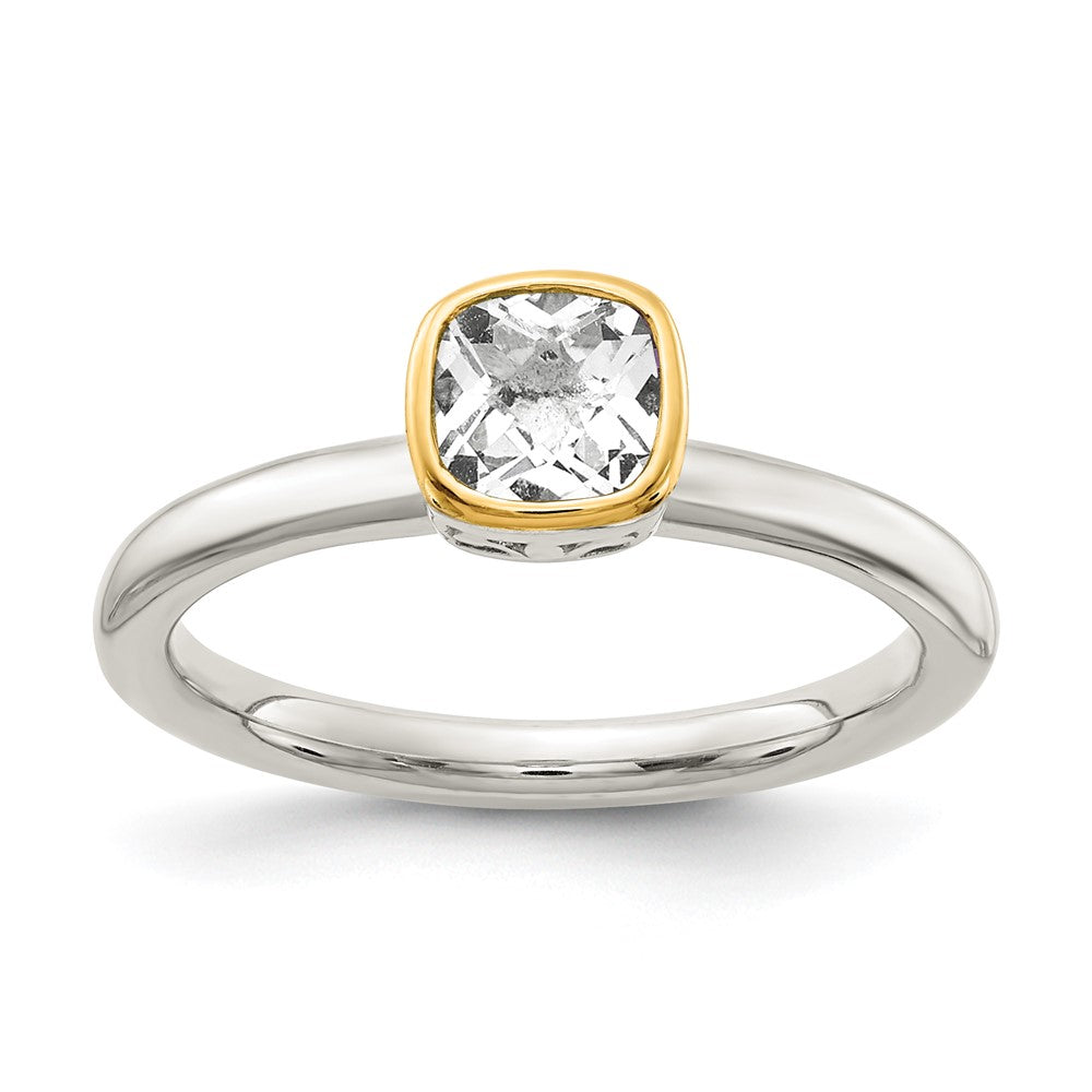 Sterling Silver Rhodium-plated w/ 14K Accent White Topaz Ring