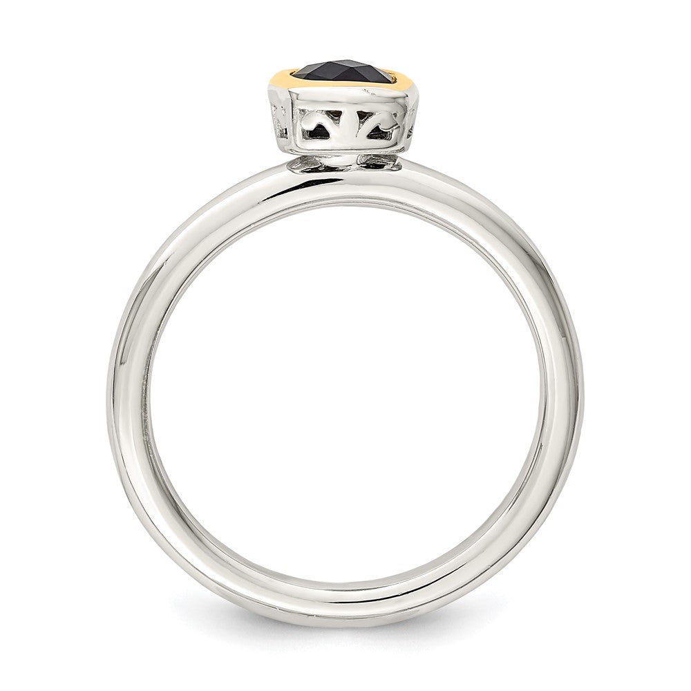 Sterling Silver Rhodium-plated w/ 14K Accent Created Sapphire Ring