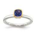 Sterling Silver Rhodium-plated w/ 14K Accent Created Sapphire Ring