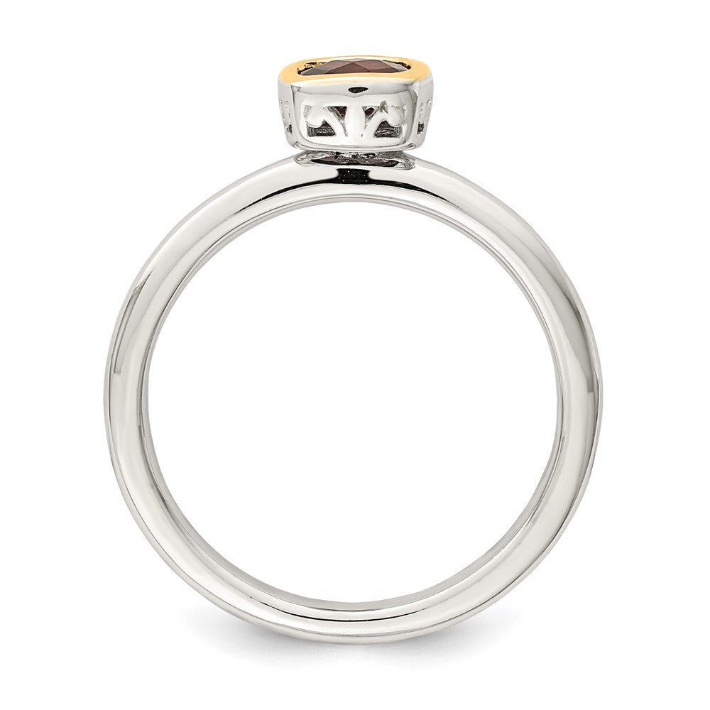 Sterling Silver Rhodium-plated w/ 14K Accent Garnet Ring