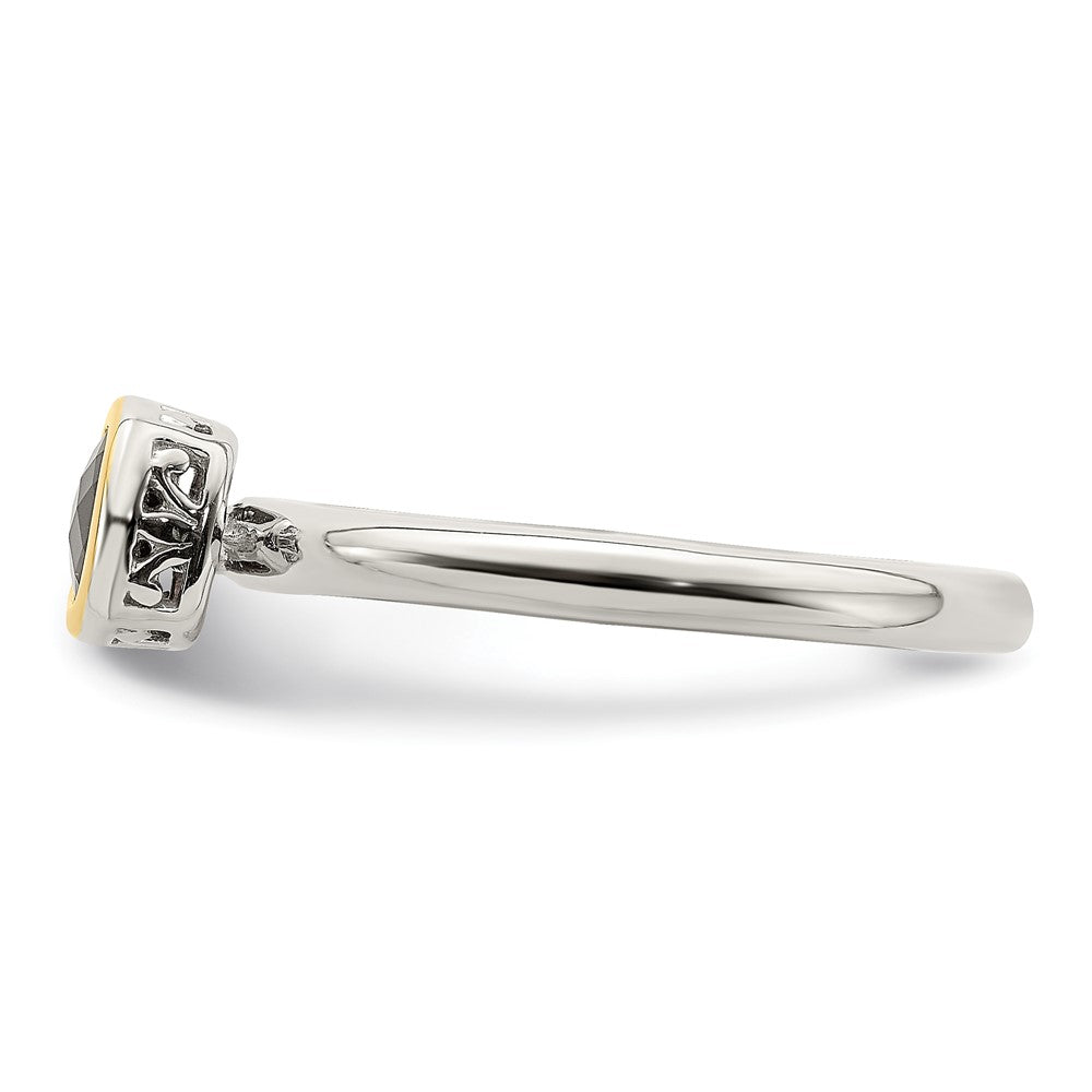 Sterling Silver Rhodium-plated w/ 14K Accent Garnet Ring
